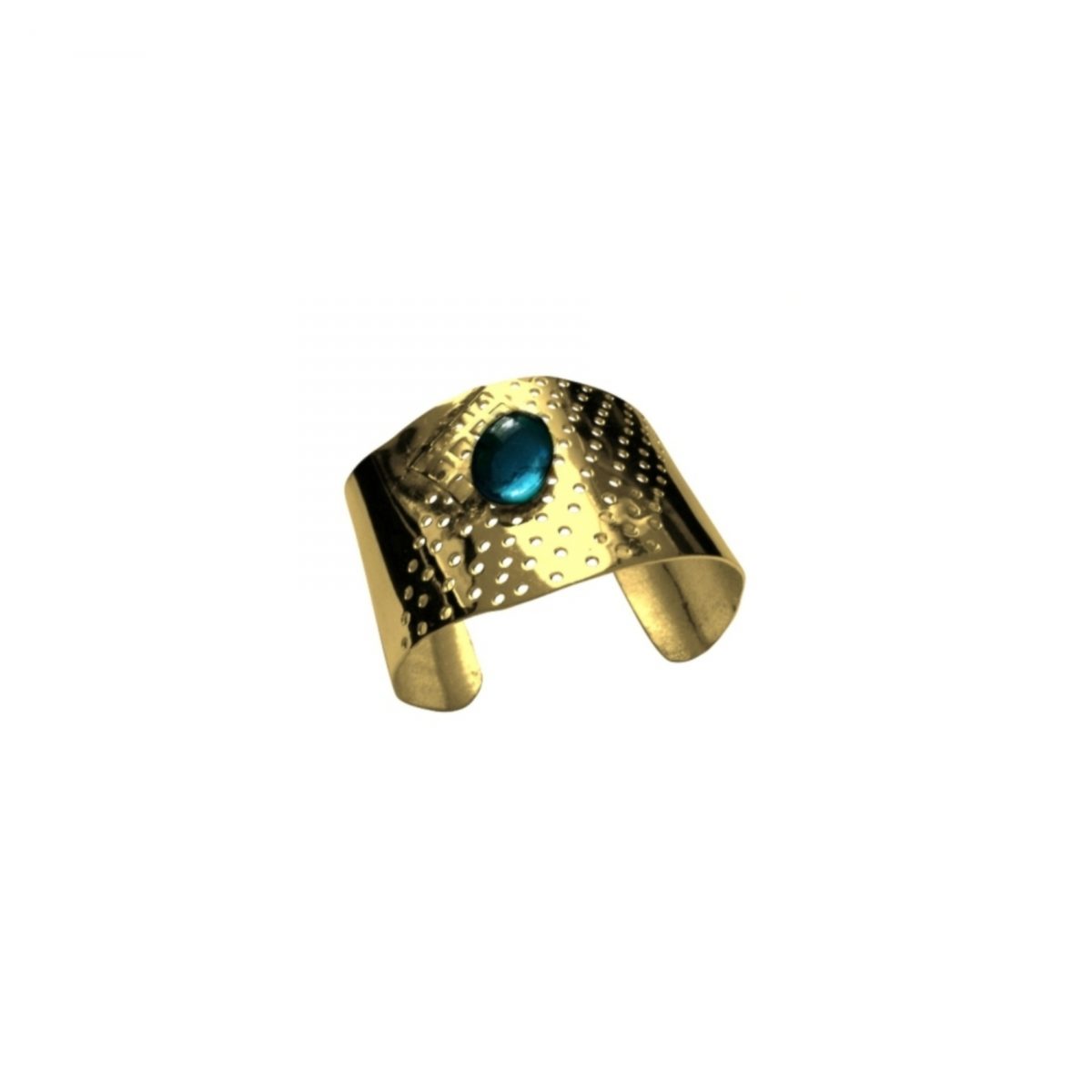 14K Yellow Gold & Saphire Cab - Görsel 1