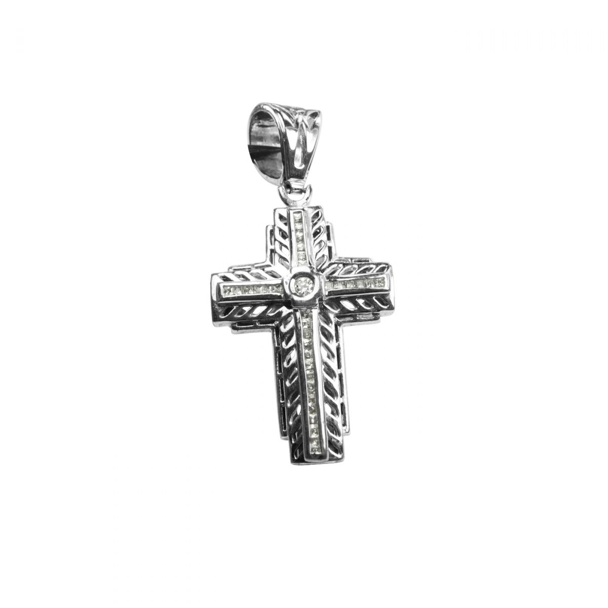 Cross-14K-18K-White-Gold-Diamond - Image 1