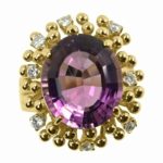 ⁦14K Yellow Gold Amathist & Diamonds⁩ - الصورة ⁦2⁩