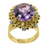 ⁦14K Yellow Gold Amathist & Diamonds⁩ - الصورة ⁦3⁩