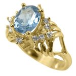14K-18K Yellow Gold & Diamond- Aquamarine – Bild 2