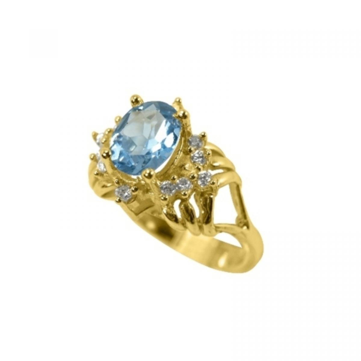 14K-18K Yellow Gold & Diamond- Aquamarine – Bild 4