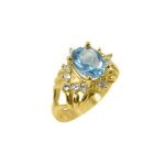 14K-18K Yellow Gold & Diamond- Aquamarine – Bild 5