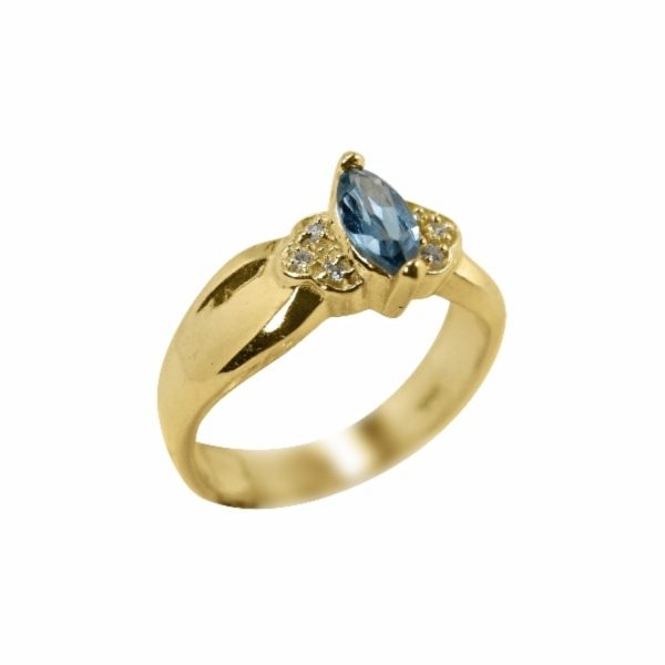 14K-18K Yellow Gold & Diamond- Aquamarine