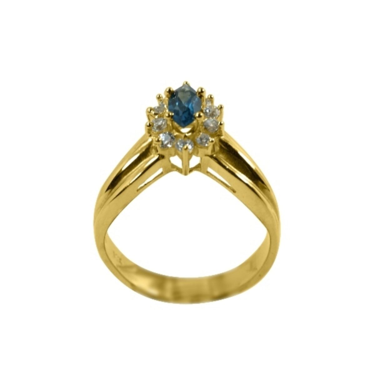 ⁦14K-18K Yellow Gold & Diamond- Aquamarine⁩ - الصورة ⁦2⁩