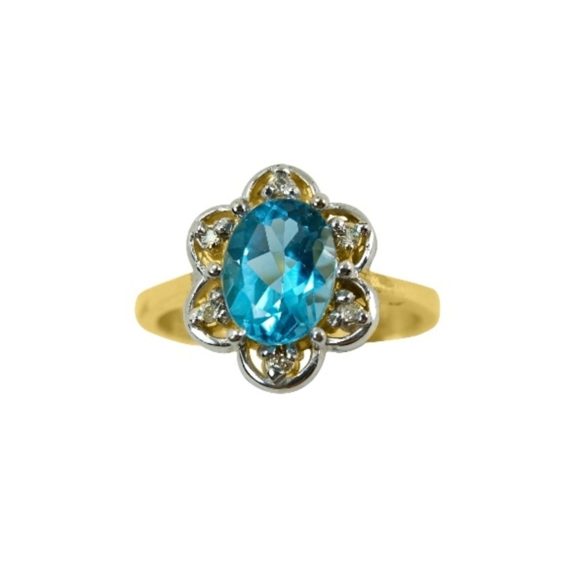 14K-18K Yellow Gold & Diamond- Aquamarine - immagine 3
