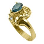 14K-18K Yellow Gold & Diamond- Aquamarine - Imagen 4