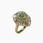 ⁦14K-18K Yellow Gold Emerald & Diamond⁩ - الصورة ⁦3⁩