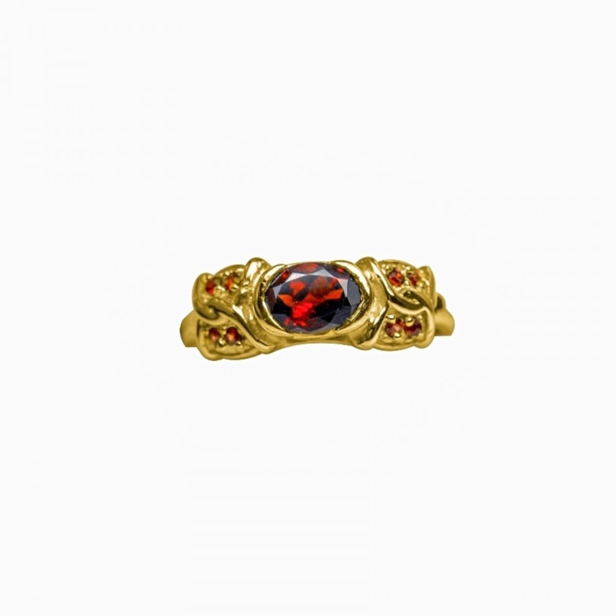 14K-18K Yellow Gold Garnet-Diamond - Imagen 2