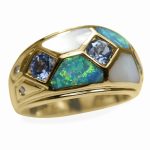 14K-18K Yellow Gold Tanzanite Mother Pearl- Diamond - Görsel 5