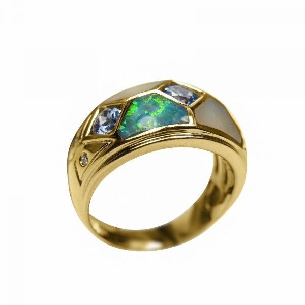 14K-18K Yellow Gold Tanzanite Mother Pearl- Diamond