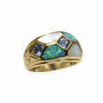 14K-18K Yellow Gold Tanzanite Mother Pearl- Diamond - Görsel 3