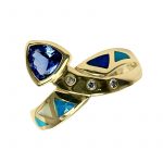 14K-18K Yellow Gold Tanzanite Mother Pearl- Diamond - Görsel 5