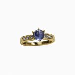 14K-18K Yellow Gold Tanzanite Cabeshon -Diamond – Image 4